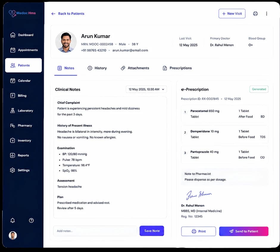 EMR & PATIENT MANAGEMENT dashboard preview
